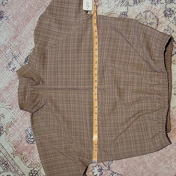 Bette & Court Tan Plaid Pullover 1/2 Zip Elastic Waist Golf Jacket Size S - Picture 12 of 14